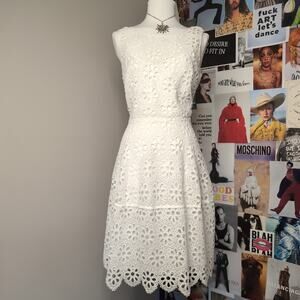Eyelet White Springtime Midi Dress
